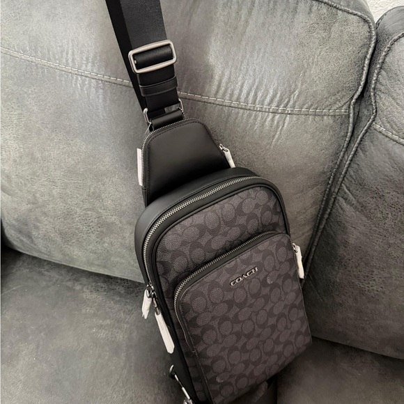 Coach Ethan Pack in charcoal signature canvas and black leather